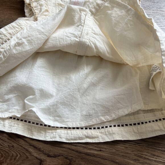 Shabby Chic Baby Girl Dress 18M Cream Lined Button Front Ruffle Sleeves Cotton - Picture 6 of 11